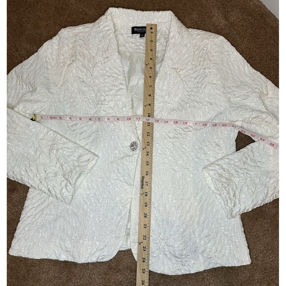 John Meyer Collection Creamy White  Textured Brocade Skirt Suit Set Size 14/16 - Picture 12 of 17